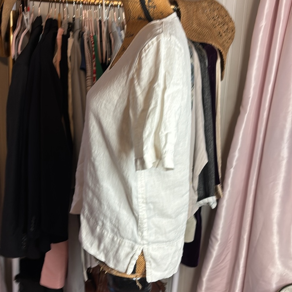 Flax White 100% Linen Top Sz S - Picture 3 of 7